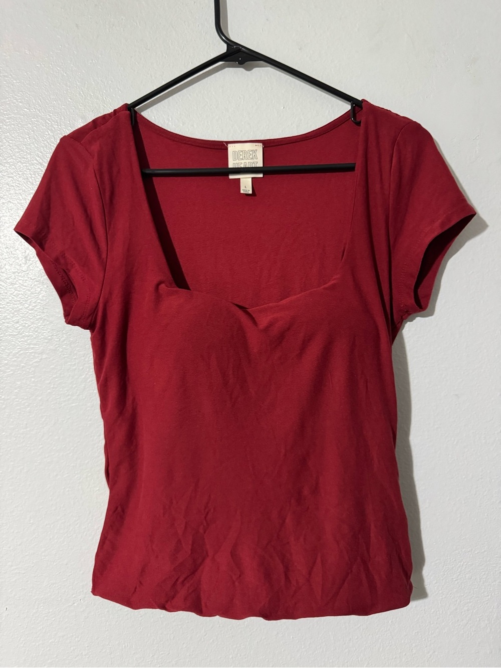 Red square neck top